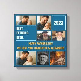 Best Father Ever Photo Collage and Custom Text Leinwanddruck