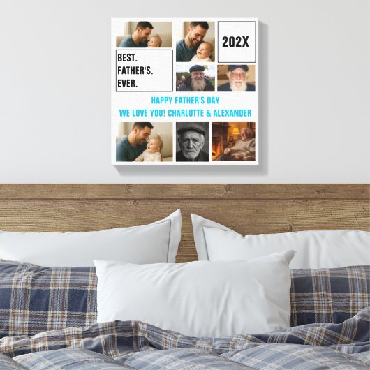 Best Father Ever Photo Collage and Custom Text Leinwanddruck (Insitu (Schlafzimmer))