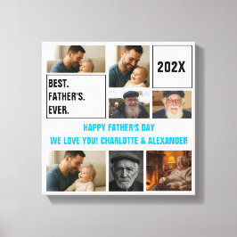 Best Father Ever Photo Collage and Custom Text Leinwanddruck