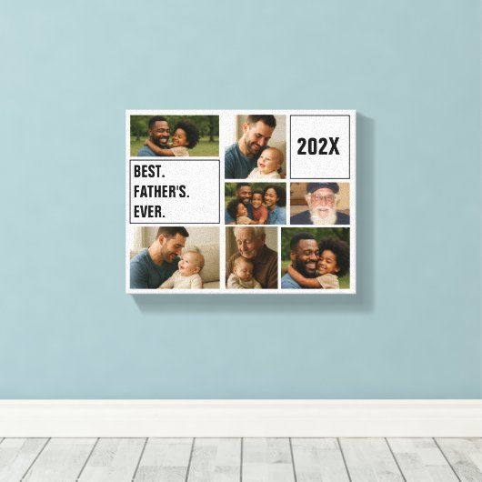 Best Father Ever Photo Collage and Custom Text Leinwanddruck (Insitu (Holzboden))