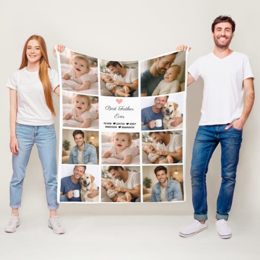 Best Father Ever Photo Collage | Personalized  Fleecedecke (Beispiel)