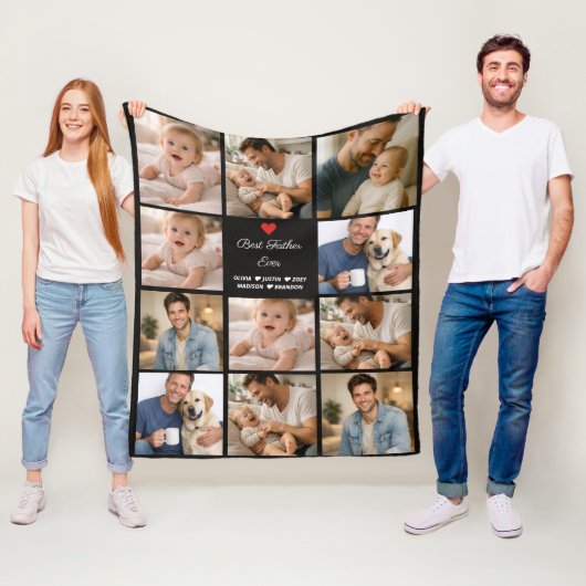Best Father Ever Photo Collage | Personalized  Fleecedecke (Beispiel)