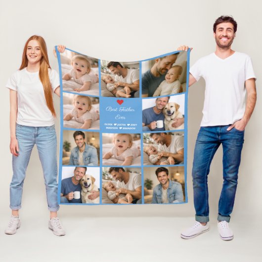 Best Father Ever Photo Collage | Personalized  Fleecedecke (Beispiel)