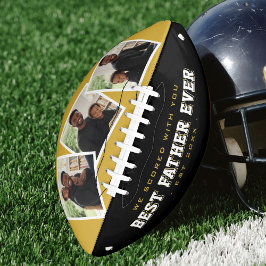 Best Father Ever Photo Father's Day Gold & Black Football