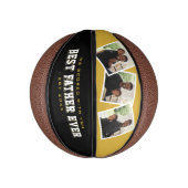 Best Father Ever Photo Father's Day Gold & Black Mini Basketball (Vertikal)