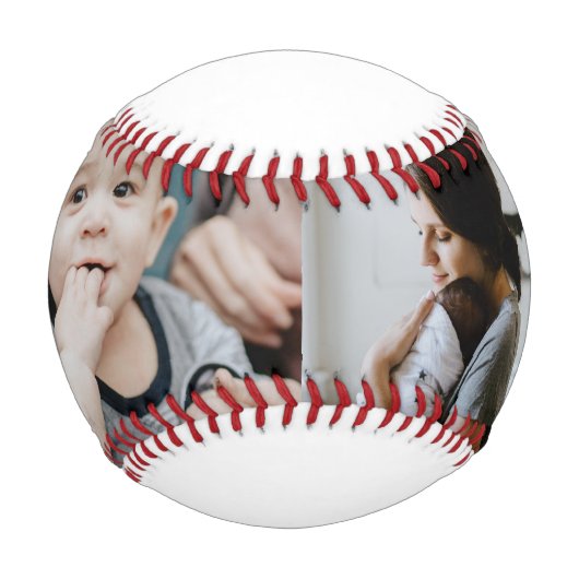 Best Father Ever Script Fathers Day Photo Collage Baseball (Vorderseite)