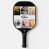 Best Father Ever Script Father's Day Photo Collage Pickleball Schläger (Rückseite)