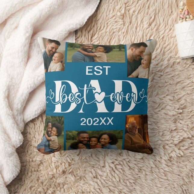 Best Father Ever Throw Pillow – Personalized Photo Kissen (Decke)