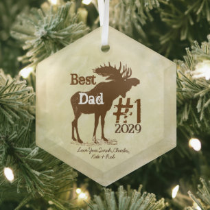 Best Father Moose Award Ornaments Ornament Aus Glas
