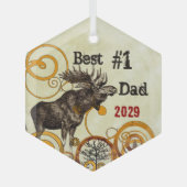 Best Father Moose Award Ornaments Ornament Aus Glas (Vorderseite)