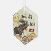Best Father Moose Award Ornaments Ornament Aus Glas (Vorderseite Links)