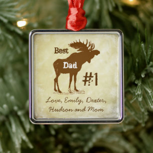 Best Father Moose Award Ornaments Silbernes Ornament