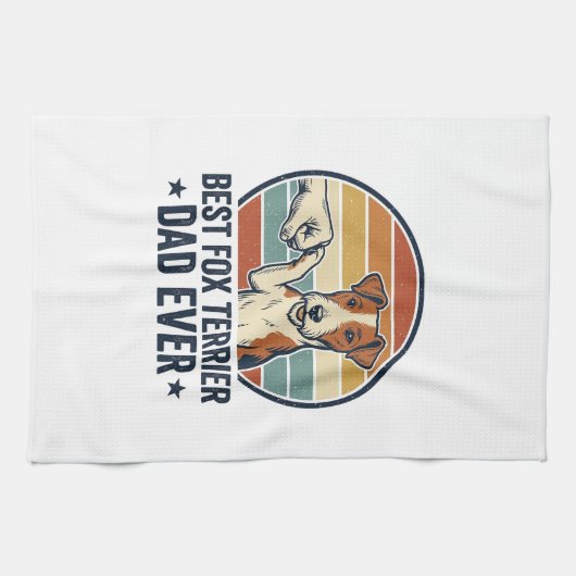 Best Fox Terrier Dad Ever Vintage Dog Lover Shirt_ Geschirrtuch (Horizontal)