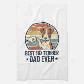 Best Fox Terrier Dad Ever Vintage Dog Lover Shirt_ Geschirrtuch (Vertikal)
