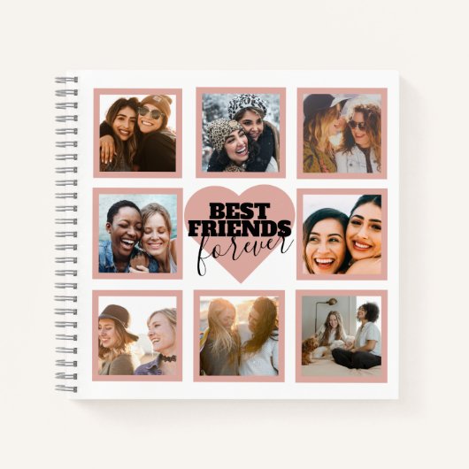 BEST FREUNDS Foto Collage Rose Goldenes Herz Notizblock (Vorderseite)