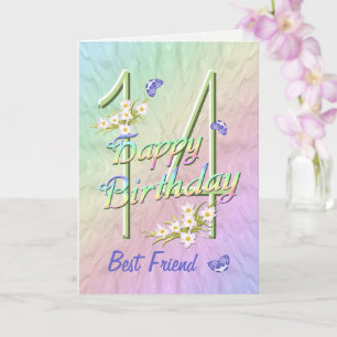Best Friend 14. Geburtstag Butterfly Garden Card Karte