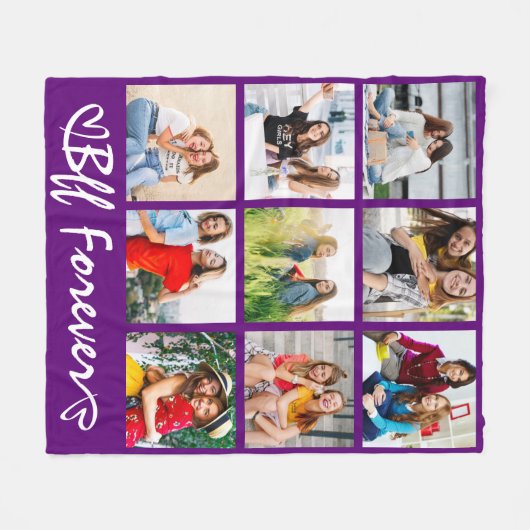 Best Friend 9 Picture Custom Throw Gift with Text Fleecedecke (Vorderseite (Horizontal))