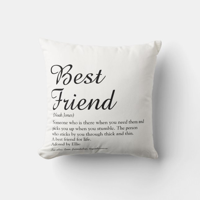 Best Friend BESTE FREUNDIN Definition Schwarz und  Kissen (Vorderseite)