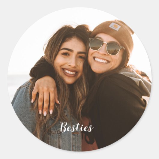 Best Friend Besties Custom Foto Runder Aufkleber (Vorderseite)