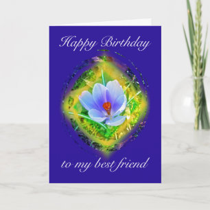 Best Friend Birthday Blue Crocus Karte