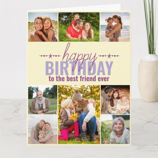 Best Friend Birthday Photo Collage Personalized Karte (Vorderseite)