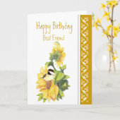 Best Friend Birthday Poem Chickadee & Sunflowers C Karte (Gelbe Blume)