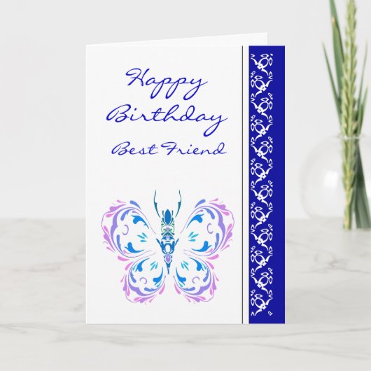 Best Friend Birthday Pretty Pastel Butterfly Karte (Vorderseite)