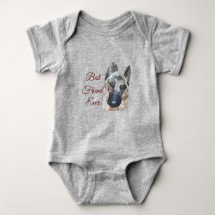 Best Friend Black Tan Realistic German Shepherd Baby Strampler