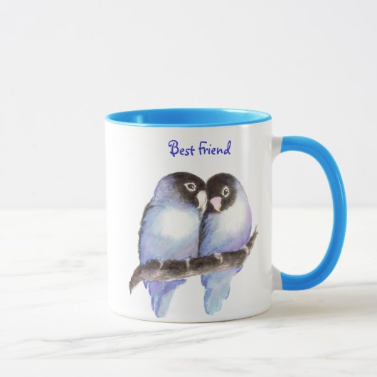 Best Friend, Blue Love Birds, Nature Tasse (Rechts)