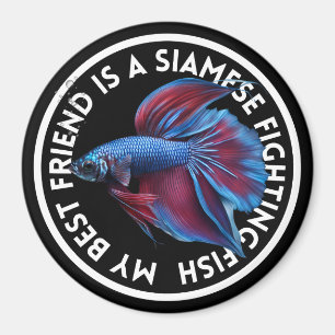 Best Friend Blue Red Betta Fish Magnet