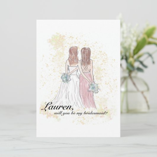 Best Friend Bridesmaid Karten (Stehend Vorderseite)