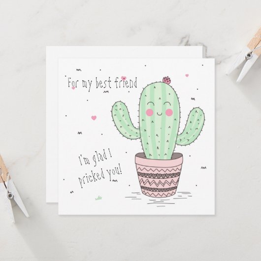 Best Friend Cactus Flat Card Karte (Vorderseite/Rückseite Beispiel)