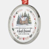 Best Friend Christmas Ornament | Snowy Tree Design Aus Metall (Links)
