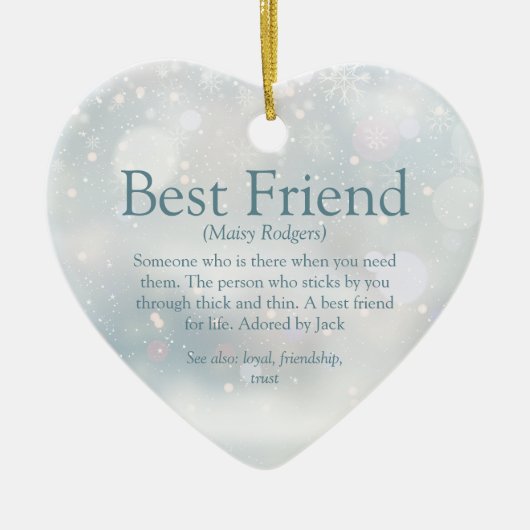 Best Friend Definition Winterschneeflocken Keramik Ornament (Vorne)