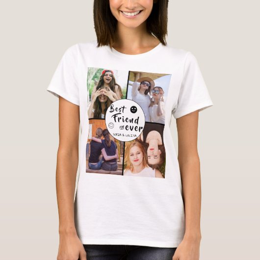 Best Friend Forever Custom 4-Foto Collage T - Shir T-Shirt (Vorderseite)