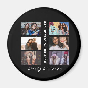Best Friend Forever Custom 6 Foto Collage & Name Magnet