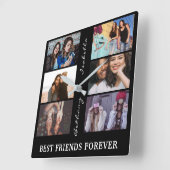 Best Friend Forever Custom 6 Foto Collage & Name Quadratische Wanduhr (Winkel)