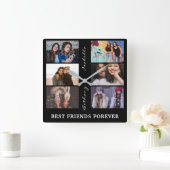 Best Friend Forever Custom 6 Foto Collage & Name Quadratische Wanduhr (Zuhause)
