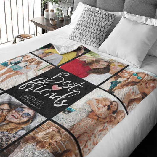 Best Friend Foto Collage Black Fleecedecke