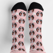 Best Friend Foto Collage Muster Blush Pink Socken (Oben)