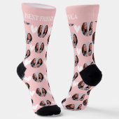 Best Friend Foto Collage Muster Blush Pink Socken (Gewinkelt)