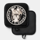 Best Friend French Love Rabbit Topflappen (Vorderseite/Rückseite)