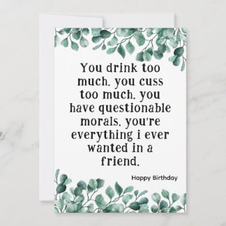 Best Friend Funny Happy Birthday Card Eucalyptus Einladung