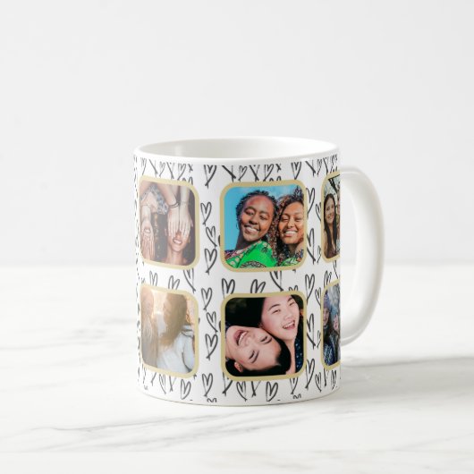 Best Friend Geschenk Multi-Foto Herzdesign Muster Kaffeetasse (VorderseiteRechts)