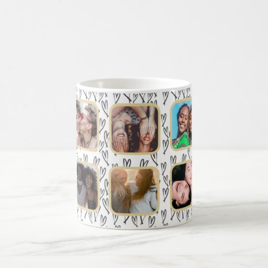 Best Friend Geschenk Multi-Foto Herzdesign Muster Kaffeetasse (Mittel)