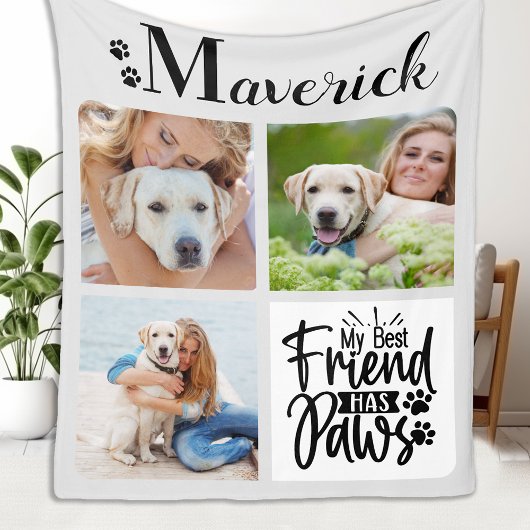 Best Friend hat Paws Custom Pet Foto Dog Lover Fleecedecke
