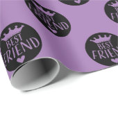 BEST FRIEND Kronenwrapping Paper lila und schwarz Geschenkpapier (Rolleneckpunkt)