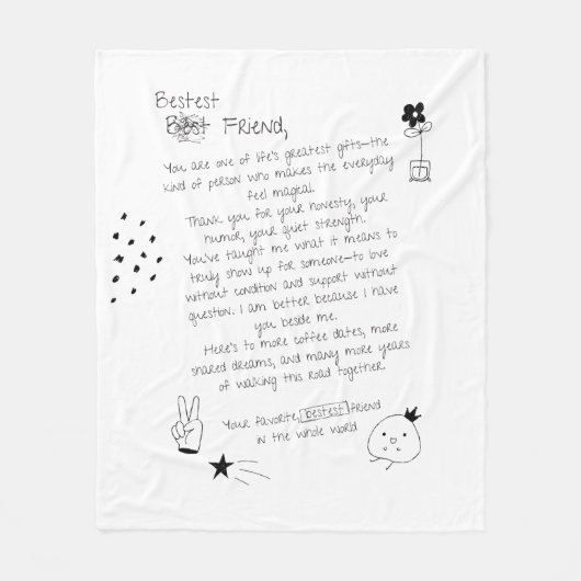 Best Friend Letter Fleece Blanket (Vorderseite)
