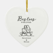 Best Friend Line Art Personalized Names Keepsake Keramik Ornament (Vorne)