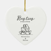 Best Friend Line Art Personalized Names Keepsake Keramik Ornament (Hinten)